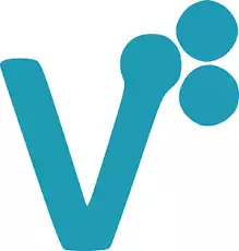 A blue logo with the letter v representing eVineyard.